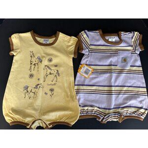 Carhartt Baby Girl 3 Month 2 piece Romper Set Horses NEW MSRP: 29.99